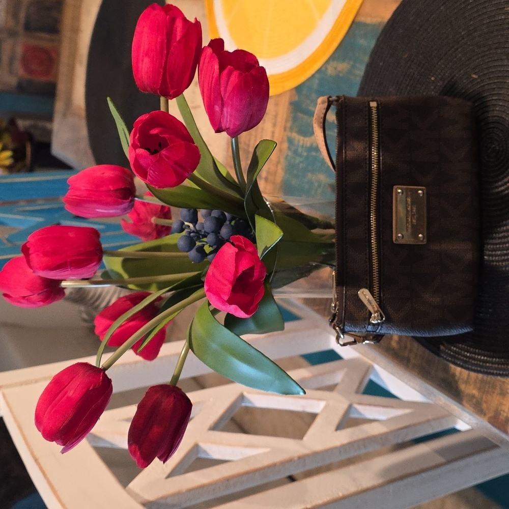 Michael Kors Brown Wristlet with Gold Accents